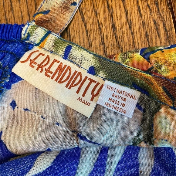 Serendipity Maui 100% Natural Rayon Tropical Maxi Dress Side Slits Luau Size M - Picture 12 of 12